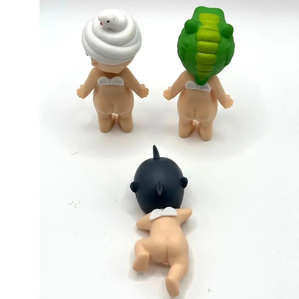 Set of 3 New Unbranded Kewpie/Angel Mini Figures, Snake, Crocodile, Shark